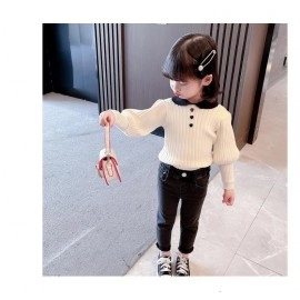 Girls Sweater Kids Knitwear Tops Spring Autumn Fashion Sleeve Pullover Sweaters Elegant School Wear Style Infant Toddler Tops