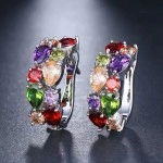 Choices Earrings for Women Sterling Silver 925 Jewelry with Gemstones Sapphire Emerald Amethyst Ruby Ear Drops Gift